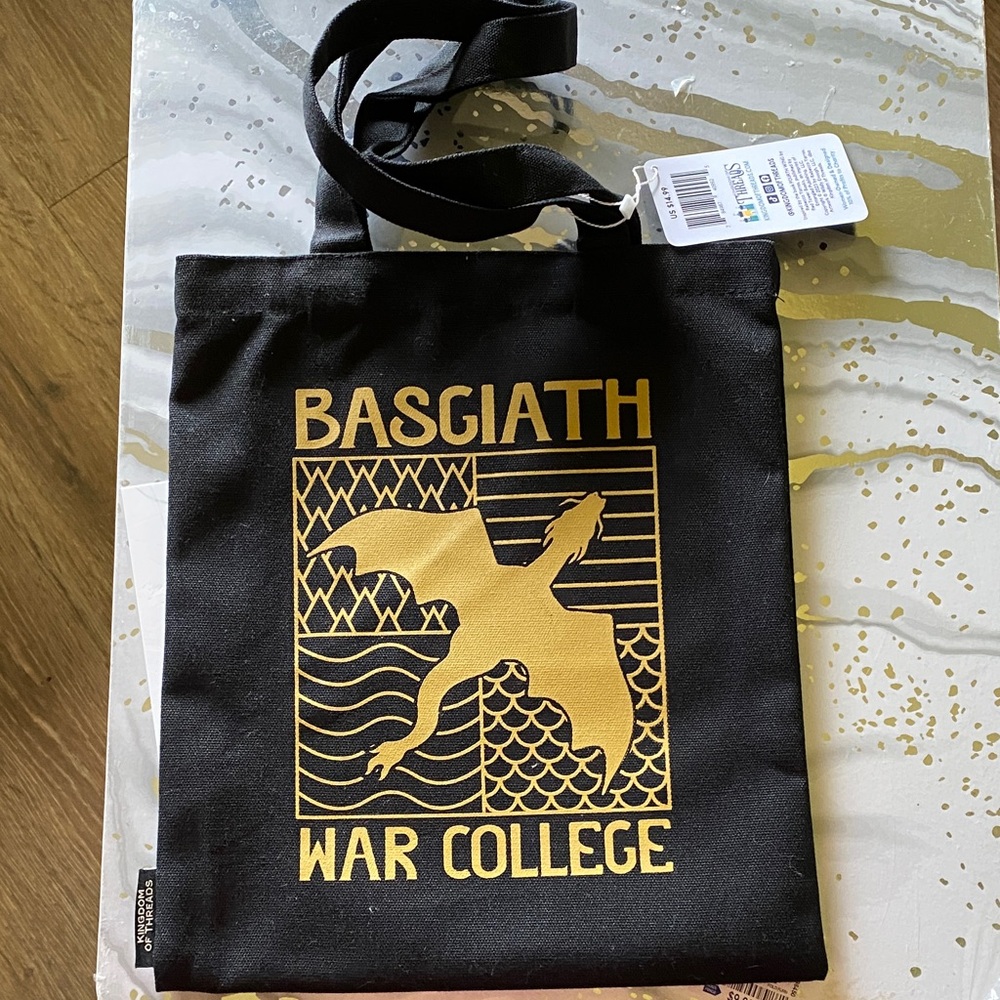 Black Tote Bag with Gold Graphic - Picture 1 of 2